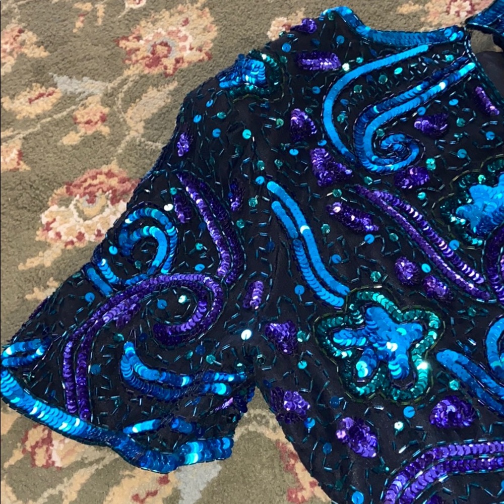 Laurence Kazar 80s Sequin Beaded Top - Picture 4 of 6
